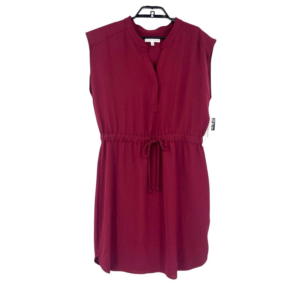 Sandra Darren Burgundy Shirt Dress Sz 14 New Preppy Fall Minimalist Office Chic - Picture 2 of 12